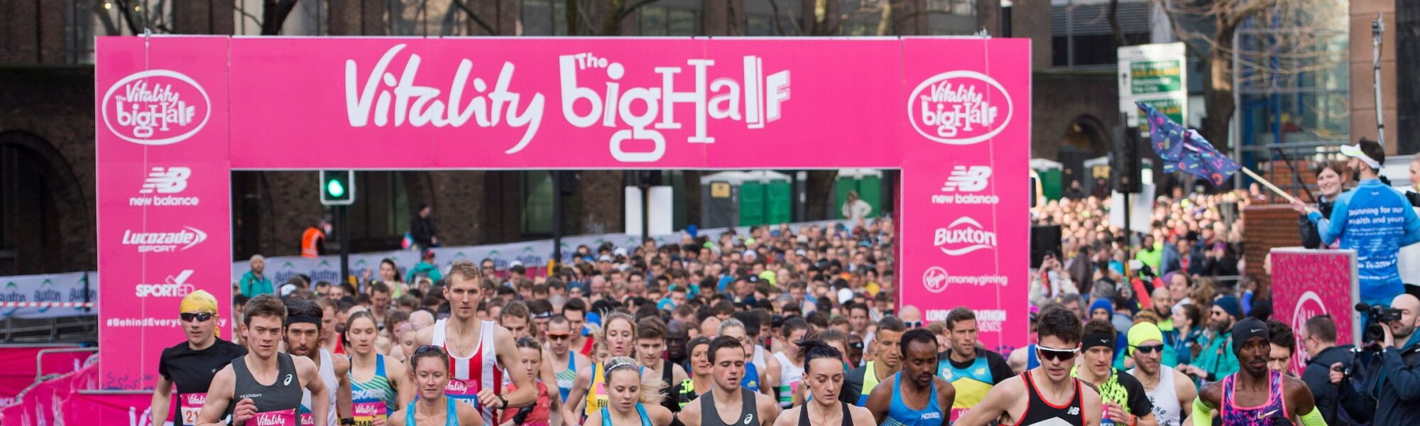 Picture shows runners at the start line of the Vitality Big Half 2019
