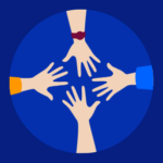Icon of four hands reaching together