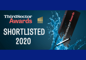 Third Sector Awards - Shortlisted 2020- image of the trophy and a water splash