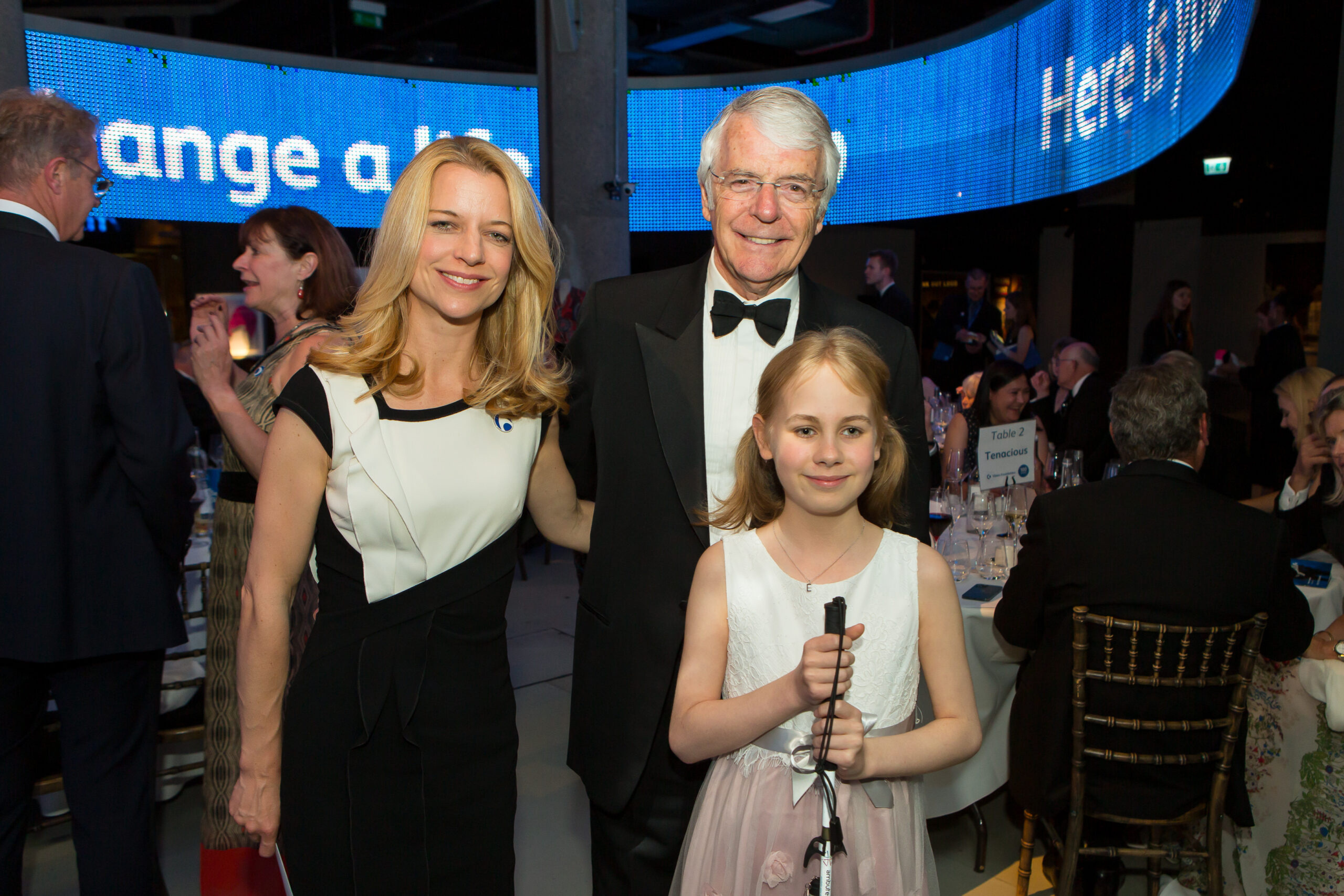 Olivia Curno with Sir John Major and Eleanor Stollery