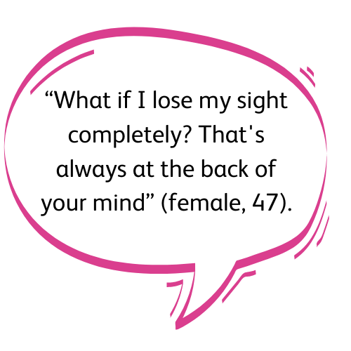 “What if I lose my sight completely? That's always at the back of your mind” (female, 47).